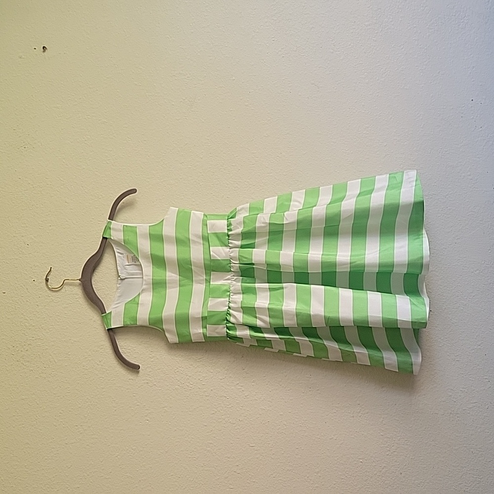 GYMBOREE girl sleevesles  stripes green white roundneck dress size 7